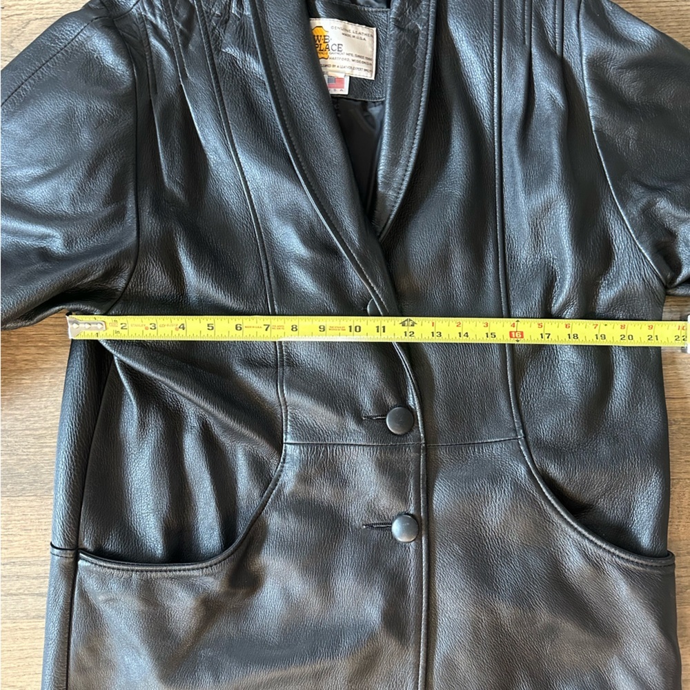 Vintage Genuine Leather W.B. Place Trench Coat-Black-Size Medium - Picture 8 of 10